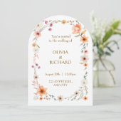 Elégante White & Peach Floral invitations de maria (Debout devant)