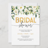 Elégante White Roses Bridal Shower Invitation (Devant)