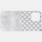 Elegante White Tuft Diamond en Pearl iPhone Case (Achterkant (horizontaal))