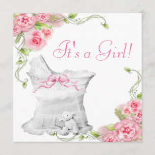 Elegante wieg roze baby shower kaart