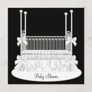 Elegante wieg zwart witte baby shower kaart