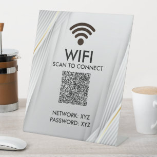 Elegante WiFi QR-codescan om zilvergoud aan te slu Reclamebord Met Voetstuk