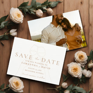 Elegante Wijn Toast Foto Bewaar de Datum Save The Date