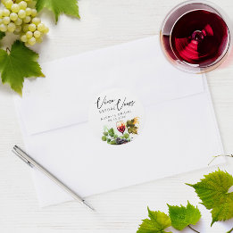 Elegante wijn voor de huwelijksgeloften Waterverf  Ronde Sticker