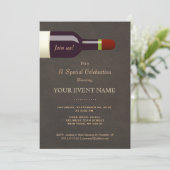 Elegante wijnfles, wijnproeverijfeest kaart (Staand voorkant)