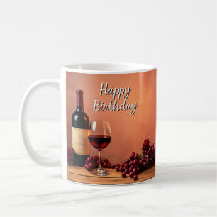 Elegante Wijngaard Gelukkig Verjaardag Wijn & Drui Koffiemok