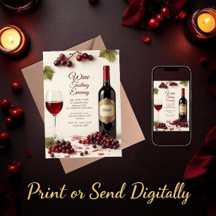 Elegante wijnproeverij uitnodiging met QR-code