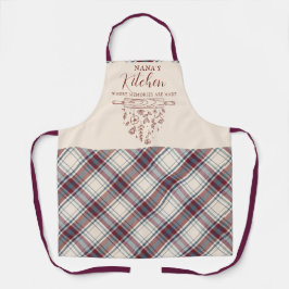 Elegante wijnrode beige ruit geruit Nanas keuken Schort