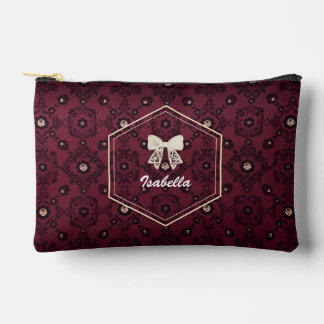 Elegante wijnrode bloem- en goudmonogram aangepast etui