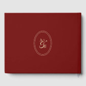 Elegante wijnrode script monogram bruiloft gastenboek (Achterkant)