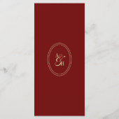 Elegante wijnrode script monogram bruiloft menu (Achterkant)