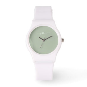 Elegante wijze groene scriptnaam horloge