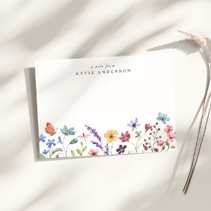 Elegante Wildbloem Lente Zomer Bloemen Notitiekaartje