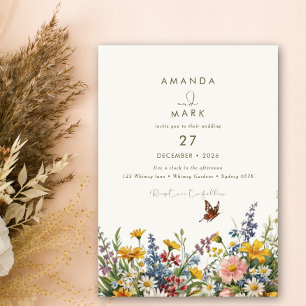 Elegante Wildbloemen bloeien boeket Uitnodiging