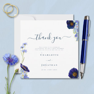 Elegante Wilde Bloem Blauw Dank Je Bedankkaart
