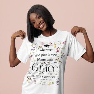 Elegante Wilde Bloem 'Bloei met Gratie' Afgestudee Tri-Blend Shirt