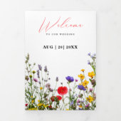 Elegante wilde bloem bloeiende tuin bruiloft drieluik aankondiging (Cover)