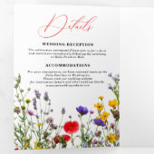 Elegante wilde bloem bloeiende tuin bruiloft drieluik aankondiging (Binnenzijde eerst)