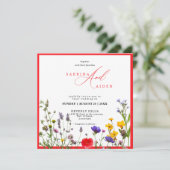 Elegante wilde bloem bloeiende tuin bruiloft kaart (Staand voorkant)