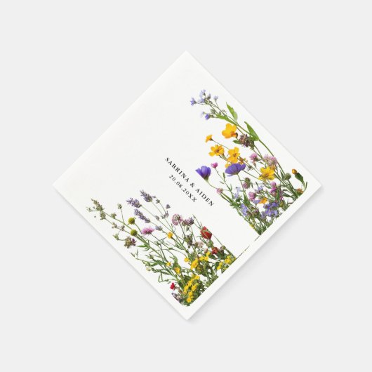 Elegante wilde bloem bloeiende tuin bruiloft servet (Hoek)