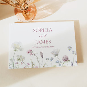 Elegante Wilde Bloem Bloemen Bruiloft Gastenboek