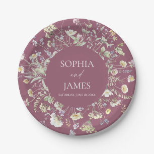 Elegante Wilde Bloem Bloemen Bruiloft Papieren Bordje