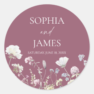 Elegante Wilde Bloem Bloemen Bruiloft Ronde Sticker