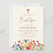 Elegante wilde bloem bloementuin doop kaart (Voorkant)