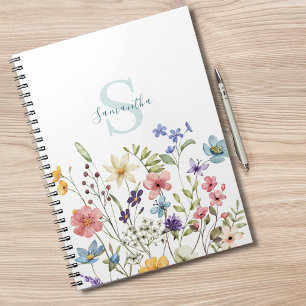 Elegante Wilde Bloem Bloemige Gepersonaliseerde Notitieboek
