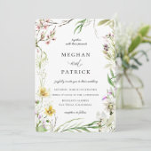Elegante Wilde Bloem Botanische Lijst Bruiloft Kaart (Staand voorkant)