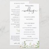 Elegante Wilde Bloem Botanische Trouwprogramma Programma (Voorkant / Achterkant)