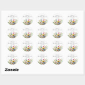 Elegante Wilde Bloem Bruiloft Feest  Ronde Sticker (Vel)