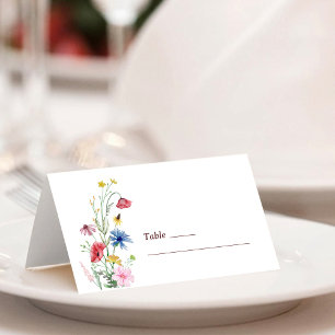 Elegante Wilde Bloem Bruiloft Gevouwen Plaatskaart