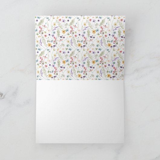 Elegante Wilde Bloem Calligrafie Bruidsdouche Bedankkaart (Binnen)