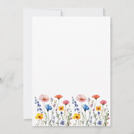 Elegante wilde bloem formele minimale trouwdag kaart (Achterkant)