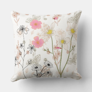 Elegante Wilde Bloem Kussenhoes – Minimalistische Kussen
