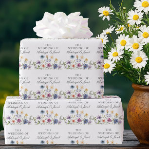 Elegante wilde bloem lente bruiloft gepersonalisee cadeaupapier