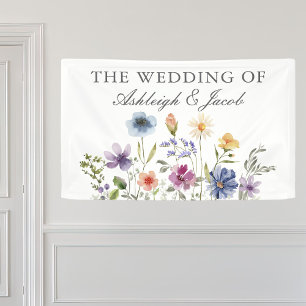 Elegante wilde bloem lente bruiloft gepersonalisee spandoek
