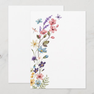 Elegante Wilde Bloem Lente Zomer Blank Bruiloft Kaart