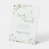 Elegante Wilde bloem ring zoek bruidsshowerspel Reclamebord Met Voetstuk (Voorkant)