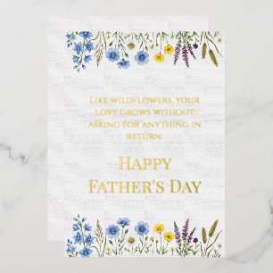 Elegante Wilde Bloem Vaderdag Papa Folie Vakantie Feestdagenkaart