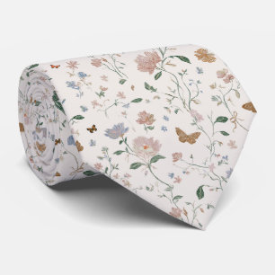 Elegante wilde bloem & vlinder Toile-De-Jouy Stropdas