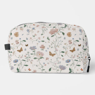 Elegante wilde bloem & vlinder Toile-De-Jouy Toilettasje