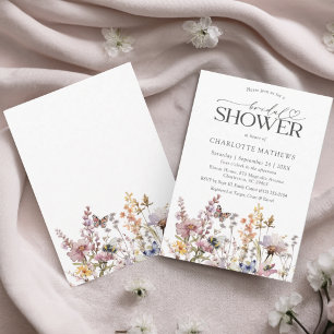 Elegante Wilde Bloem Waterverf Bloem Bruiloftsborr Kaart