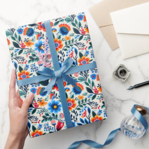 Elegante Wilde Bloemen Botanisch Patroon Cadeaupapier