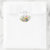 Elegante Wilde Bloemen Bruidsfeest Ronde Sticker (Tas)
