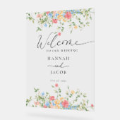 Elegante Wilde Bloemen Bruiloft Welkom Acryl Bord (Hoek)