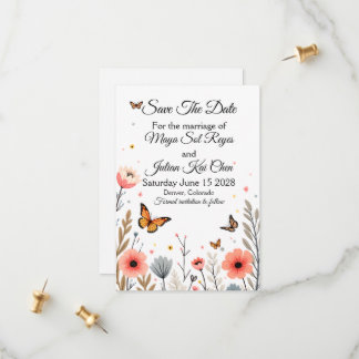 Elegante Wilde Bloemen En Vlinders Save The Date 