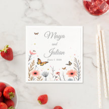 Elegante Wilde Bloemen En Vlinders Trouwdag