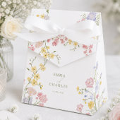 Elegante Wilde Bloemen Groene Script Bruiloft Bedankdoosjes
